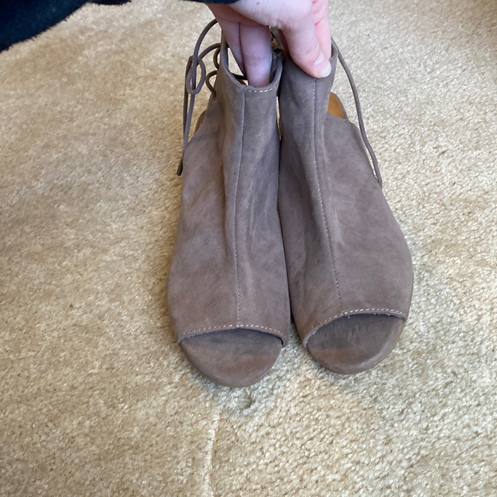 Chunky open toe booties